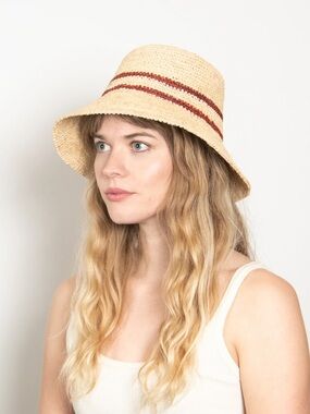 {Wyeth} Brand New Ensley Raffia Bucket Hat in Natural